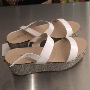 NWT Zara Glitter platform sandals
